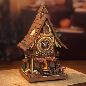 horloge mécanique en bois