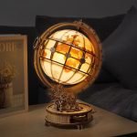 globe lumineux en bois 3D