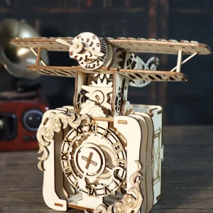 Puzzle 3D bois - Biplan boite à musique